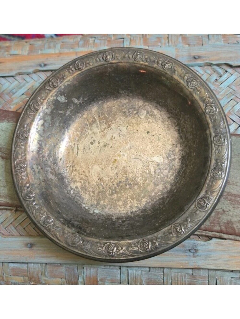 Vintage Silverplate Reed & Barton Classic Rose Rim Design Bowl 6.5” Candy Dish